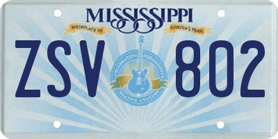 MS license plate ZSV802
