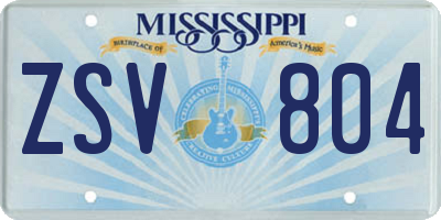 MS license plate ZSV804