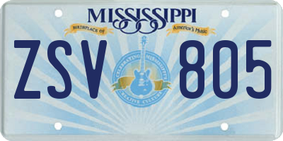 MS license plate ZSV805