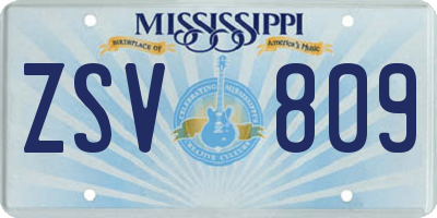 MS license plate ZSV809