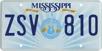 MS license plate ZSV810