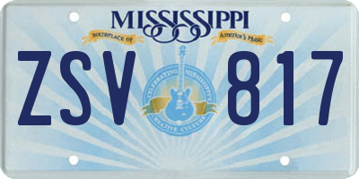 MS license plate ZSV817