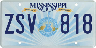 MS license plate ZSV818
