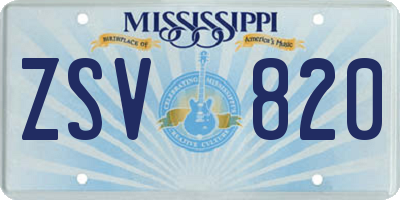 MS license plate ZSV820