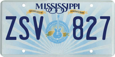MS license plate ZSV827