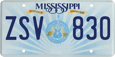 MS license plate ZSV830