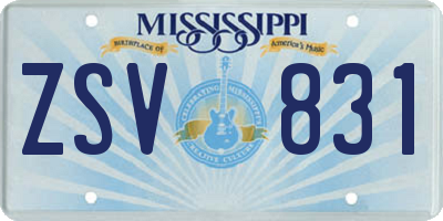 MS license plate ZSV831