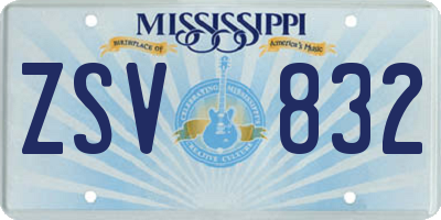 MS license plate ZSV832