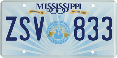 MS license plate ZSV833