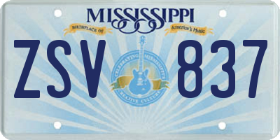 MS license plate ZSV837