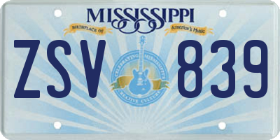 MS license plate ZSV839