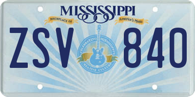 MS license plate ZSV840