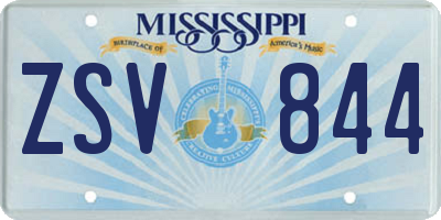 MS license plate ZSV844