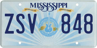 MS license plate ZSV848