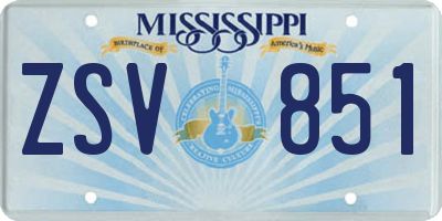 MS license plate ZSV851