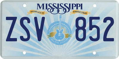 MS license plate ZSV852