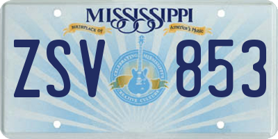 MS license plate ZSV853