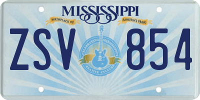 MS license plate ZSV854