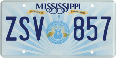 MS license plate ZSV857