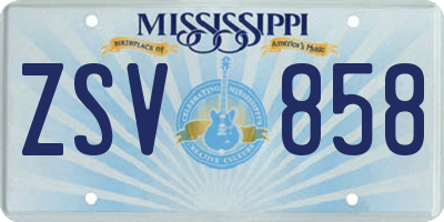 MS license plate ZSV858