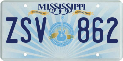 MS license plate ZSV862