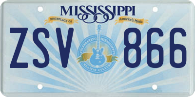 MS license plate ZSV866