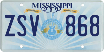 MS license plate ZSV868