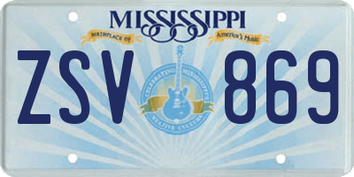 MS license plate ZSV869