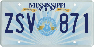 MS license plate ZSV871