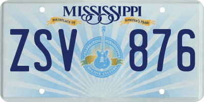 MS license plate ZSV876