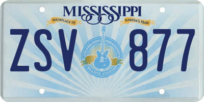 MS license plate ZSV877