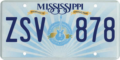 MS license plate ZSV878