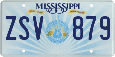 MS license plate ZSV879