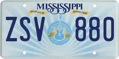 MS license plate ZSV880