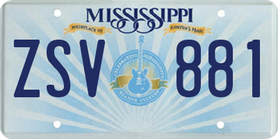 MS license plate ZSV881