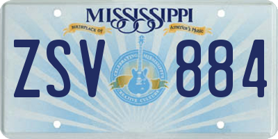 MS license plate ZSV884