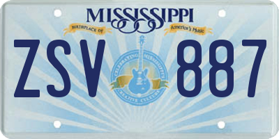 MS license plate ZSV887