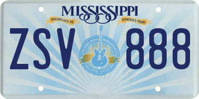 MS license plate ZSV888