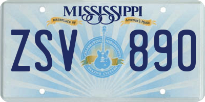 MS license plate ZSV890