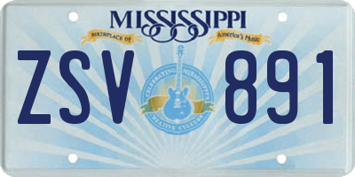 MS license plate ZSV891
