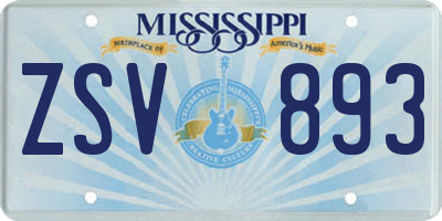 MS license plate ZSV893