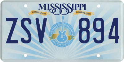 MS license plate ZSV894