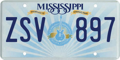 MS license plate ZSV897