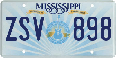 MS license plate ZSV898
