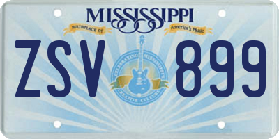 MS license plate ZSV899