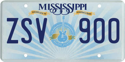 MS license plate ZSV900
