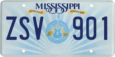 MS license plate ZSV901