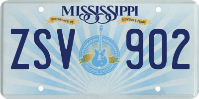MS license plate ZSV902