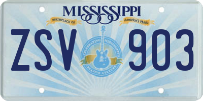 MS license plate ZSV903