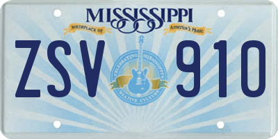 MS license plate ZSV910